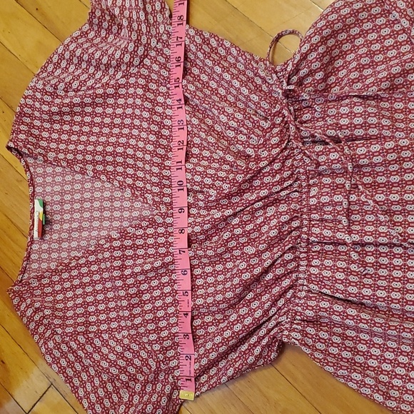 Vintage Fervour long sleeve dress. Red, white, navy blue pattern. Boho. Size M. - Picture 9 of 13